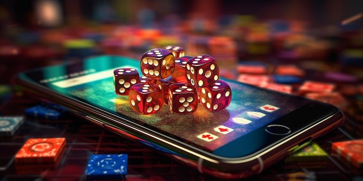 Ilustrasi taruhan olahraga palem123 dengan tampilan pertandingan sepak bola dan antarmuka betting sport mobile